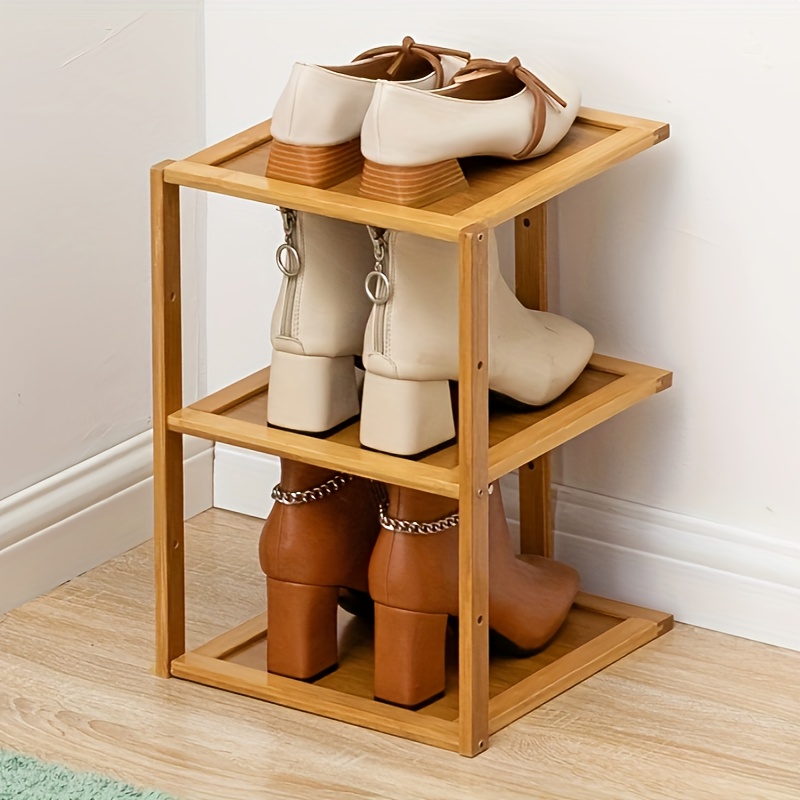 Organizador de zapatos de bambú de 5 niveles, torre de madera resistente  para zapatos, estante de almacenamiento para armario, pasillo, entrada