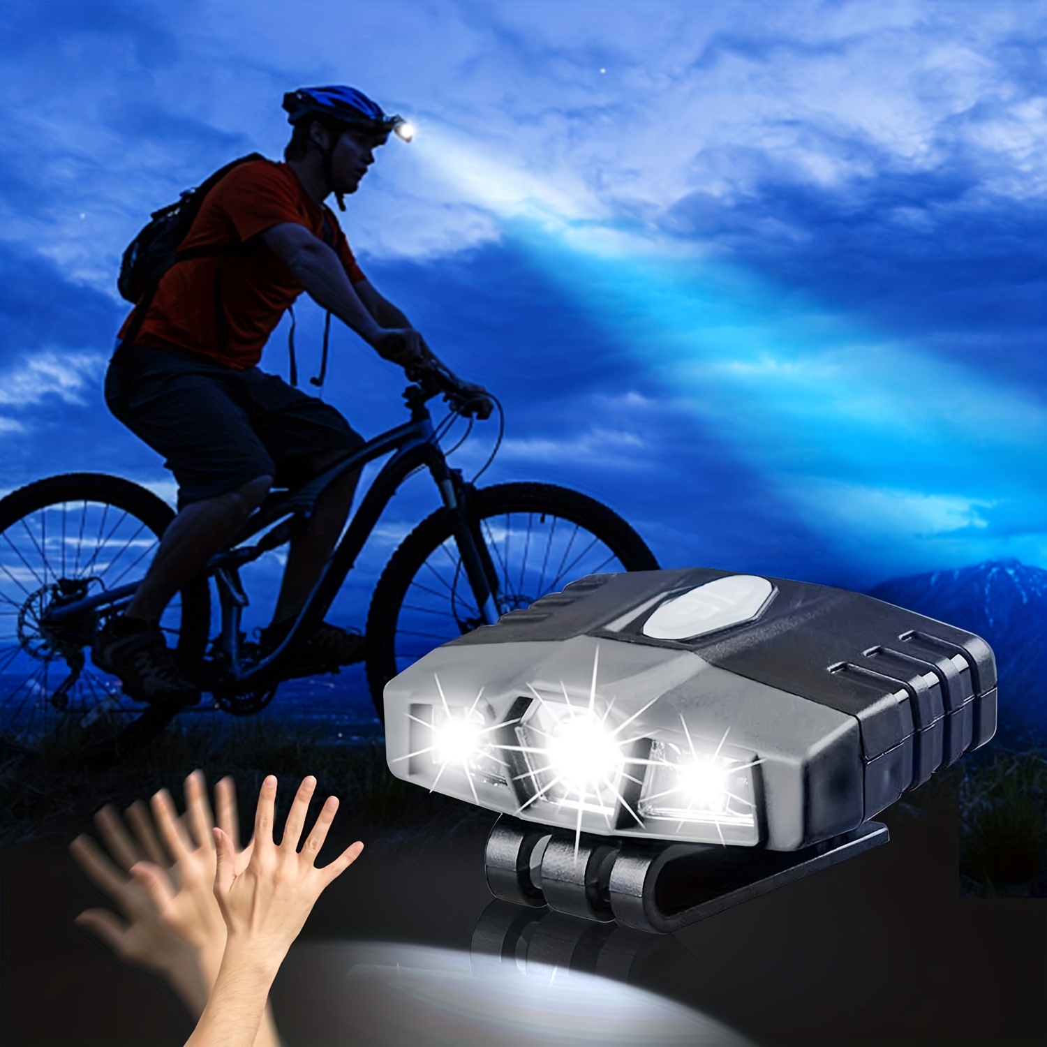 Bonnet avec lumière LED à l'avant et à l'arrière,Lampe Frontale  Rechargeable USB avec 3 Niveaux de luminosité, Bonnet tricoté avec lumière  pour Faire du Jogging, du Camping,Vélo 
