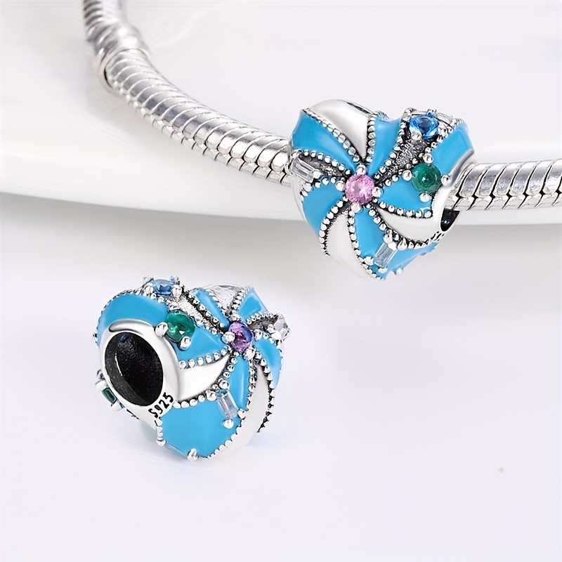 925 Sterling Silver Creative Heart Charm Bead for DIY Jewellery Making
