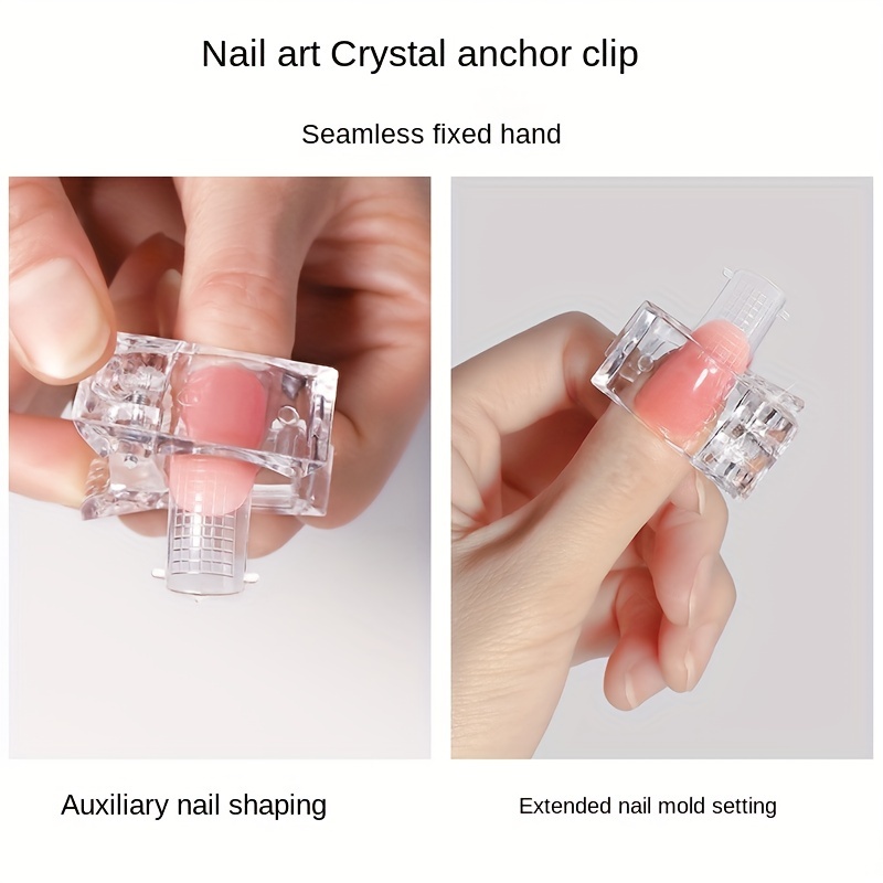 Subay 20pcs Nail Clips, Clear Nail Tips Clip for Quick Building Nail Forms  & False Nail Tips, Finger Nail Extension UV LED Builder, Nail Clips for