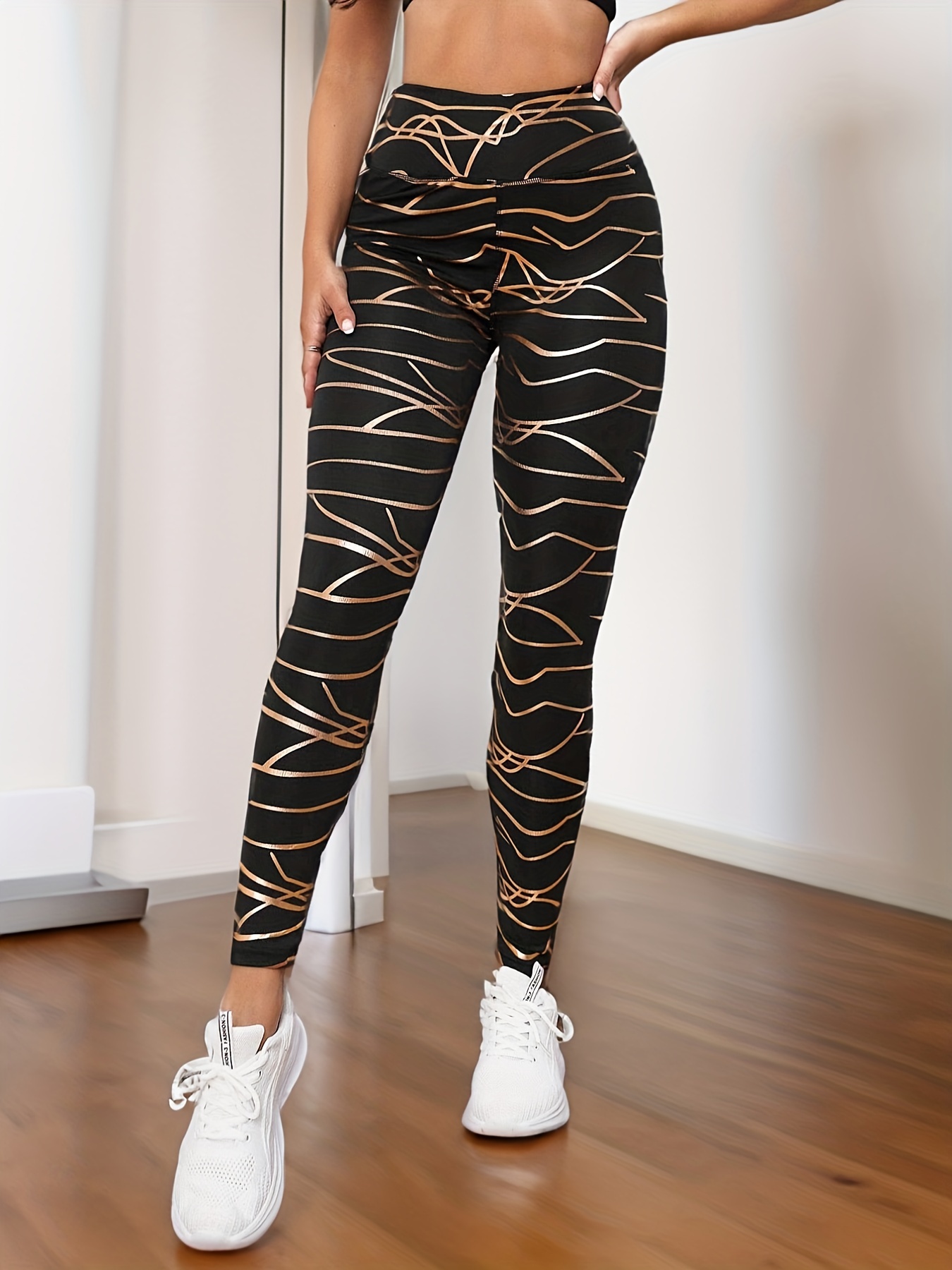 Leopard Print Butt Lifting Sports Capri Leggings Pockets - Temu