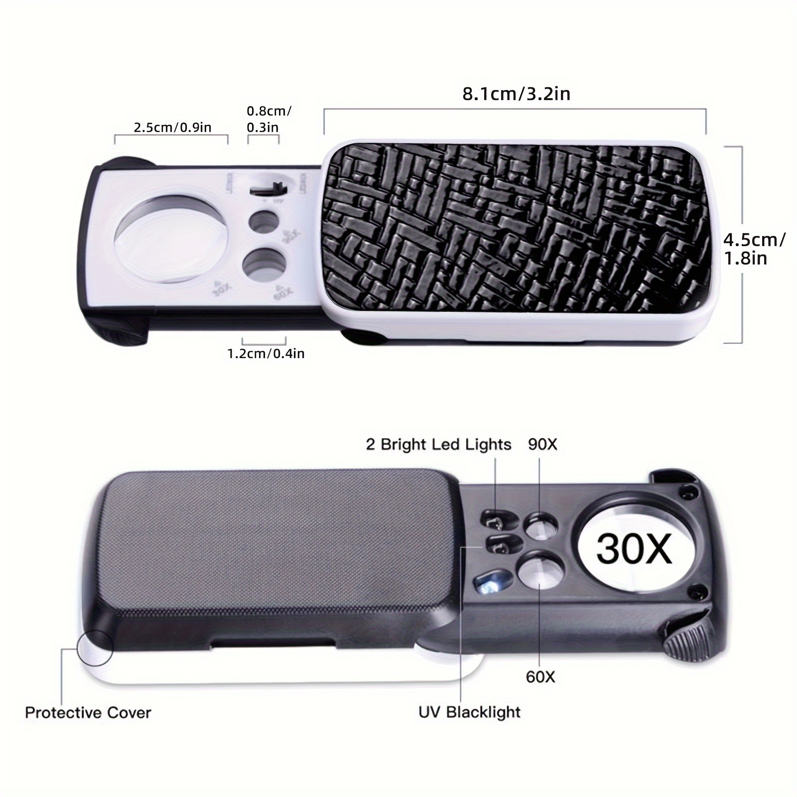 774 3zx1 pocket Diamond Magnifying Glass With Led Light - Temu