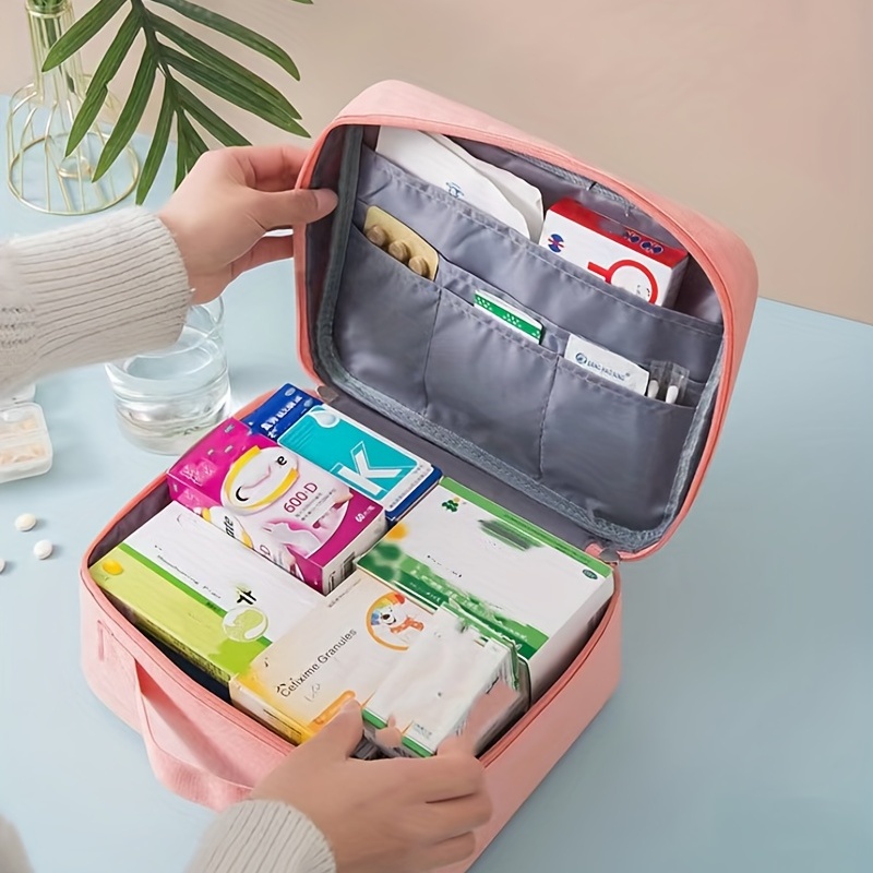 Medicine Storage Bag Household First Aid Organizer Medical Tool Kit Zipper  Oxford Cloth Unisex Solid Color Handbag