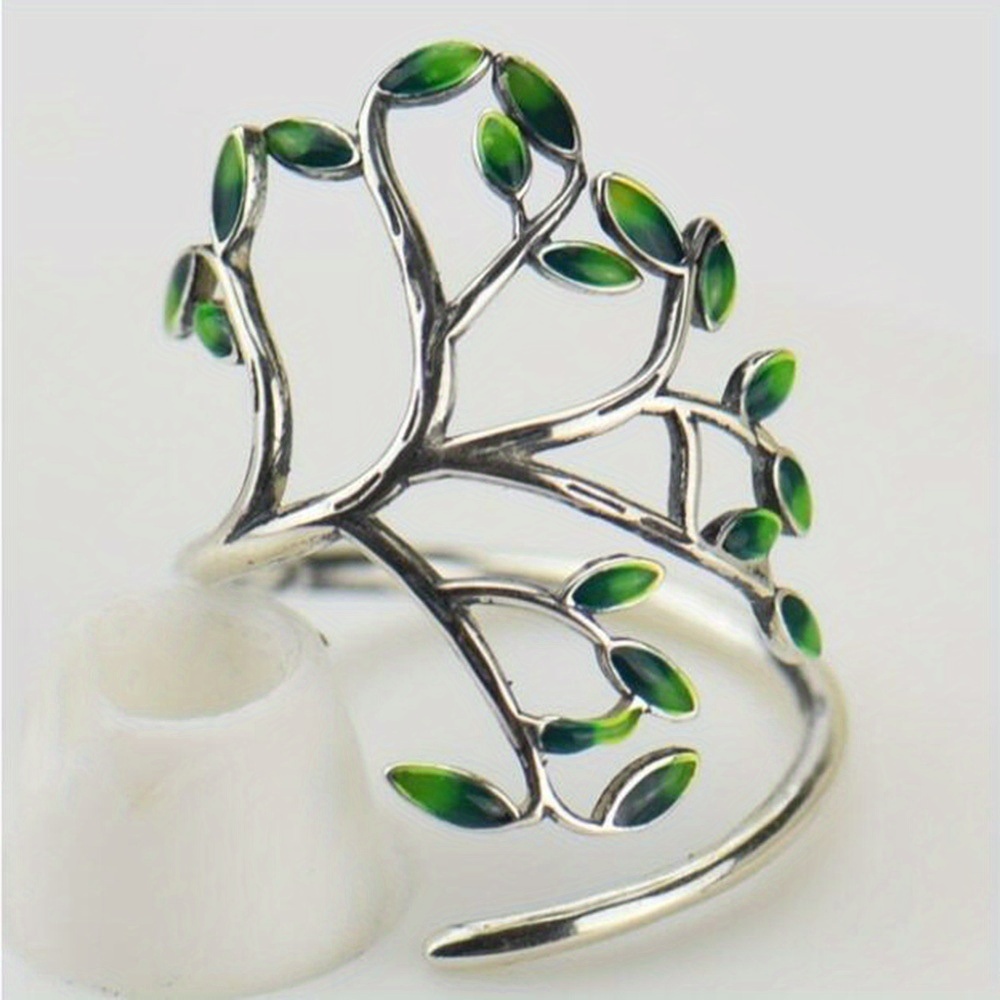 Bague Réglable 'Branche Feuille' En Argent 925 - Vert Et Argenté - Pour Femme - NEUVE Avec étiquettes