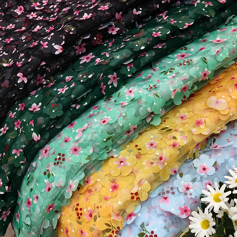 Daisy Lace Fabric, Daisy Print Tulle Mesh Lace Fabric, Daisy Floral Lace  Fabric for Doll dress, Tutu Dress, Backdrop, Decoration