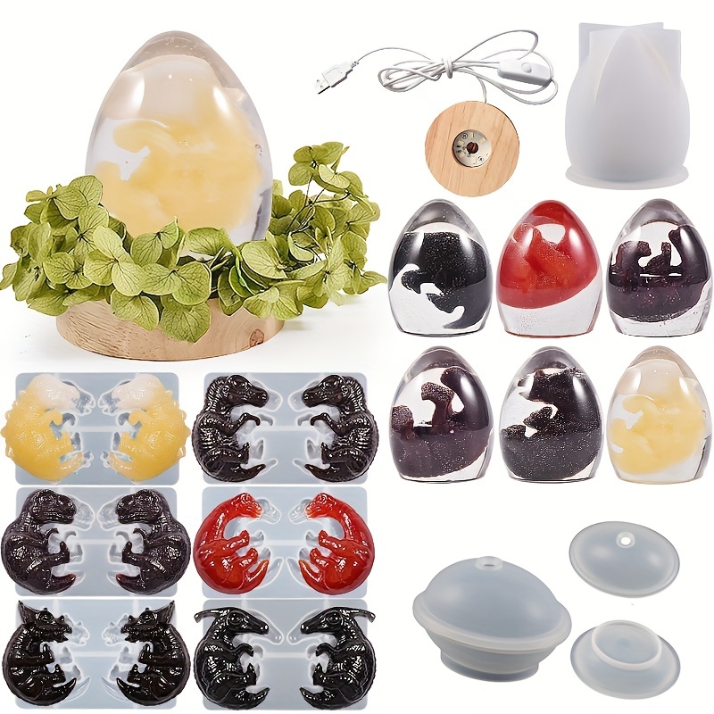 Dinosaur Egg with Lights 3D Silicone Baby Dinosaur Molds Epoxy