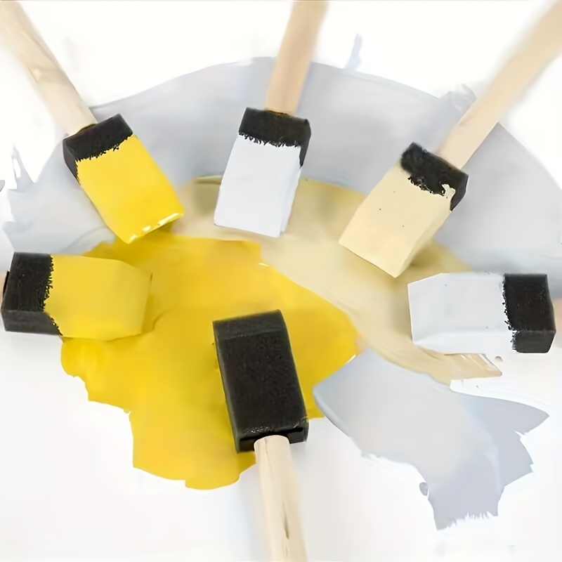 6-Pack Wooden Handle Foam Brushes for Painting