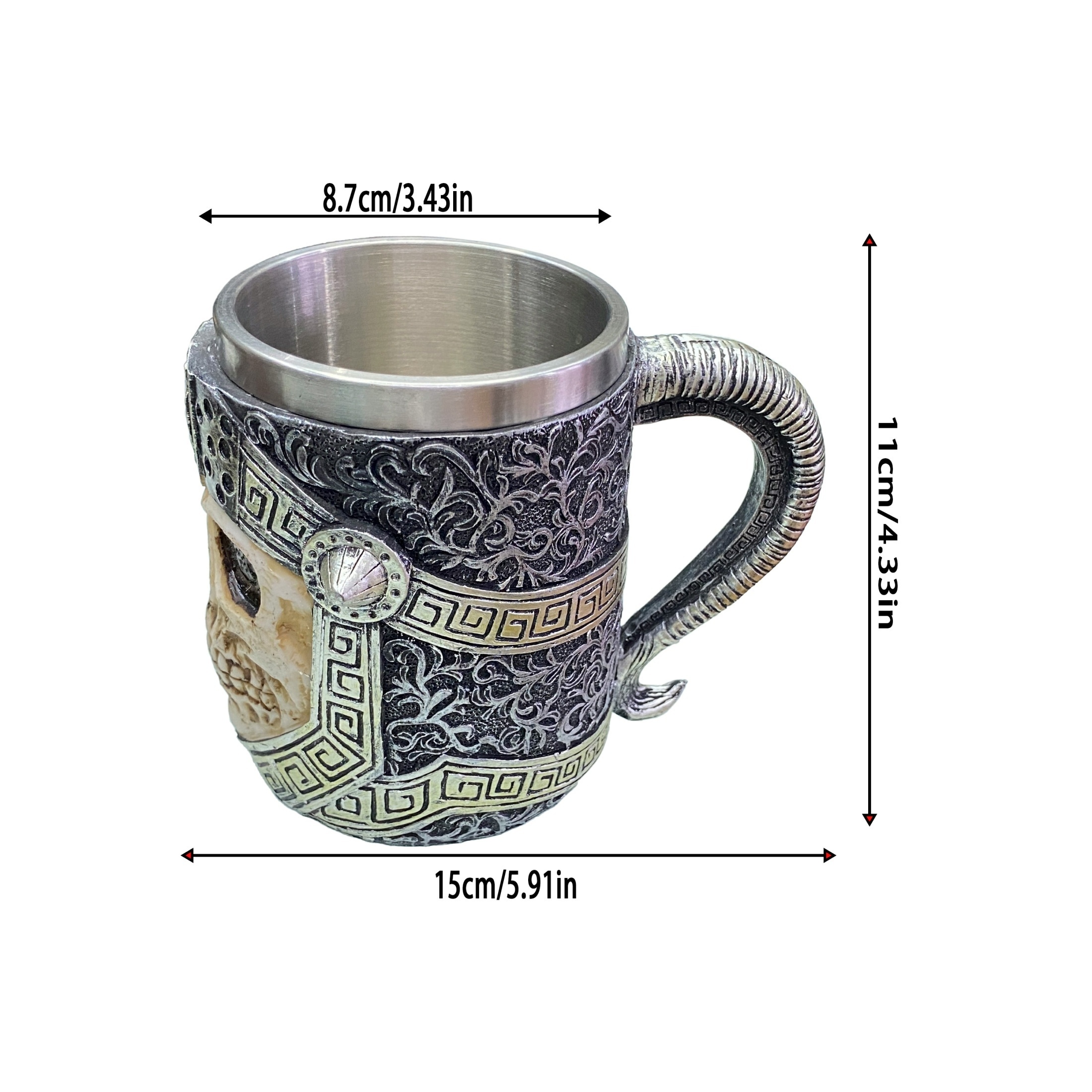 1pc Coffee Mug, Stainless Steel Viking Warrior Skull Beer Mugs Resin Stein  Tankard Drink Cup, Gift For Men Birthday, Skull Lover, Halloween & Bar Deco