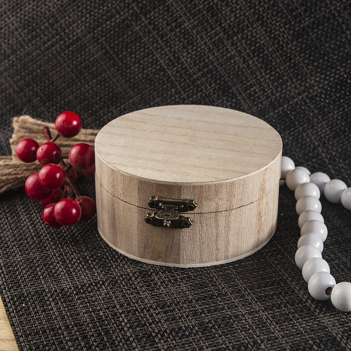 Round Shape Small Ornament Storage Box Wooden Handcrafted Sindoor Box  i71-1002