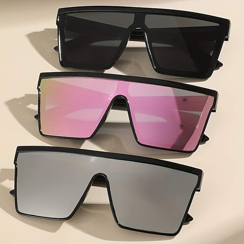 3pcs Large One-piece For Women Men  Mirrored Sun Shades For Driving Beach Travel fashion glasses