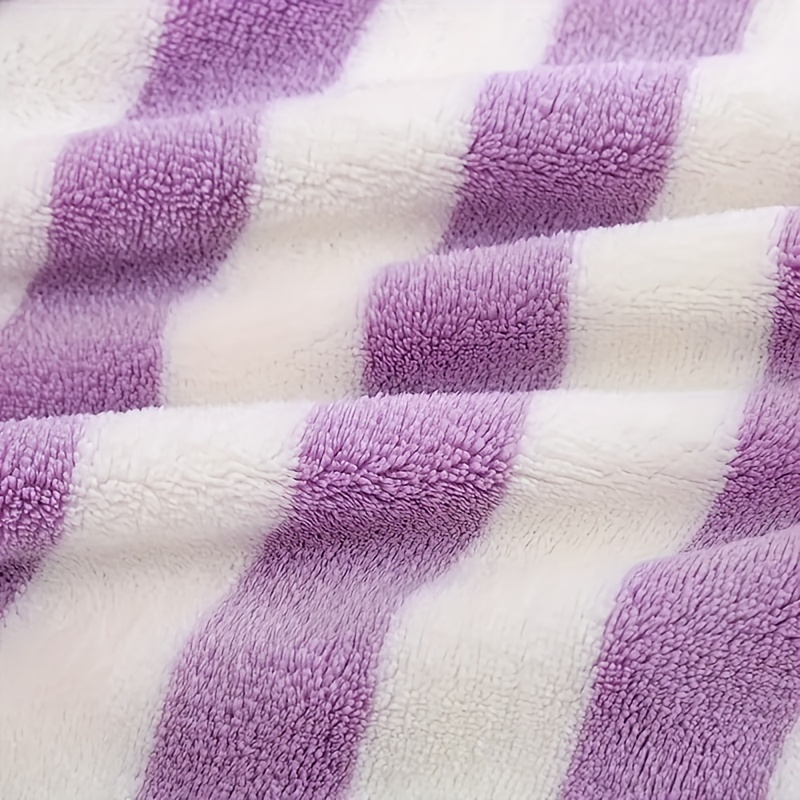2pcs Striped Coral Fleece Towel Set for Bathroom and Home