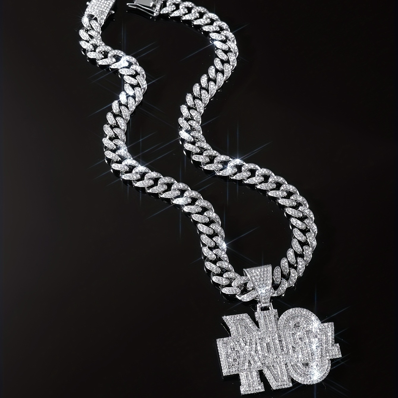 1pc Hip Hop Niche Design Full Faux Diamond Letter Pendant Necklace
