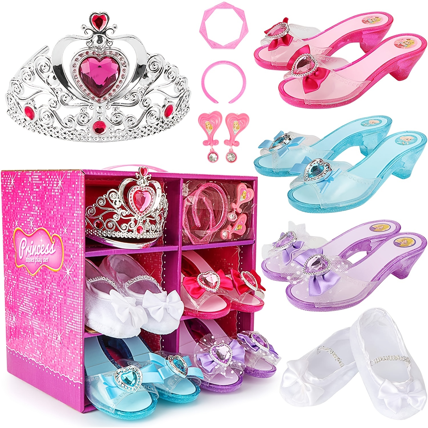 Zapatos de Princesa Rosas para niñas de 4 a 6 años