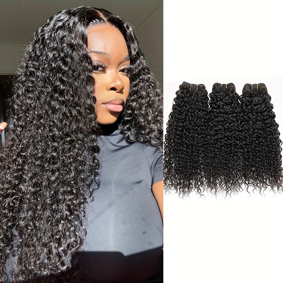 Kinky Curly 100% Human Hair 3 Bundles Brazilian Bundles For Women Natural  Color Hair Extension
