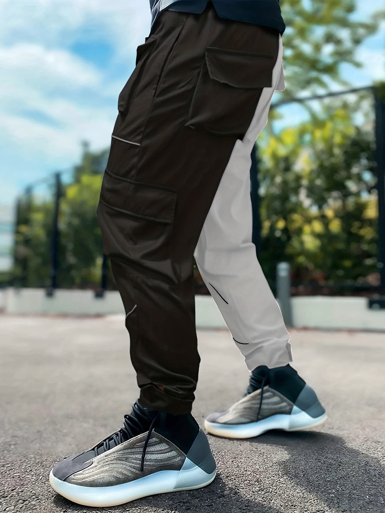 Color Block Multi Pocket Cargo Pants Men's Casual Drawstring - Temu