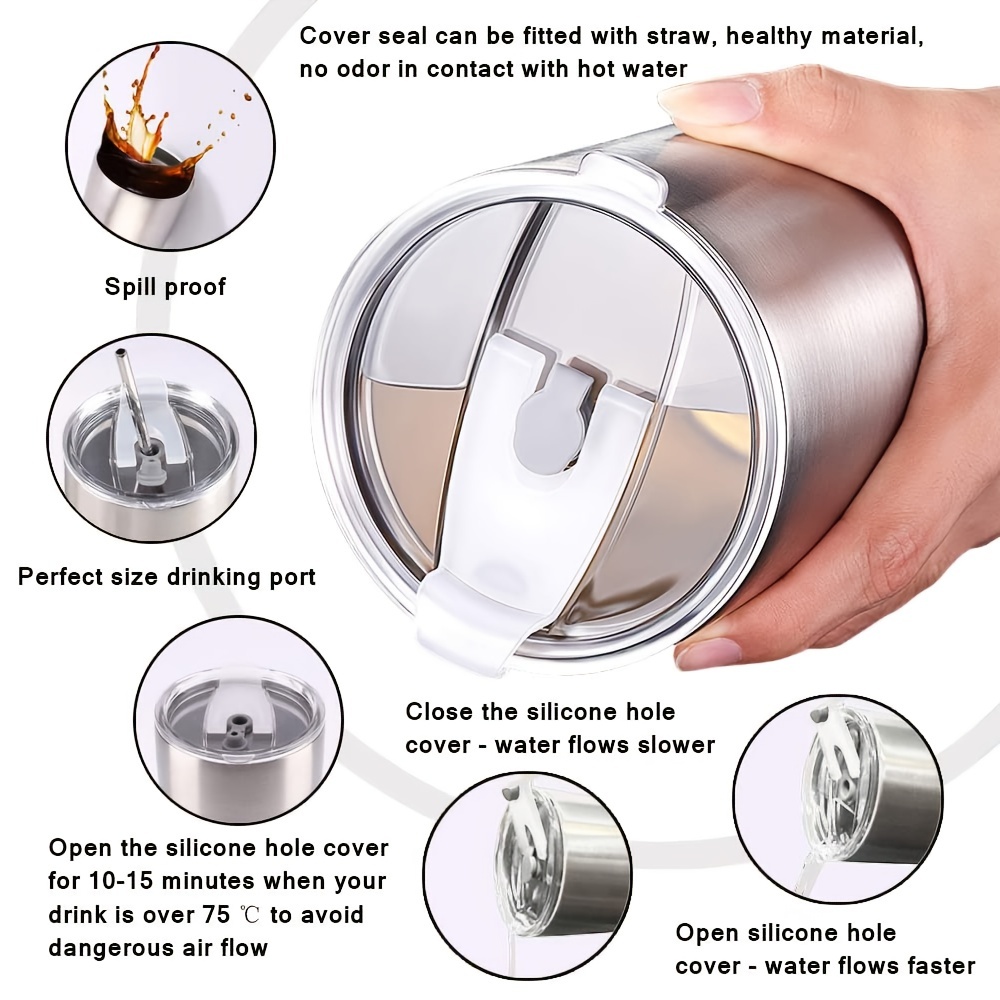 1pc Silver Insulated 304 Stainless Steel Iced Coffee Cup With Straw, Vacuum  Double Wall Tumbler, Household Portable Thermal Cup For Business And Gift