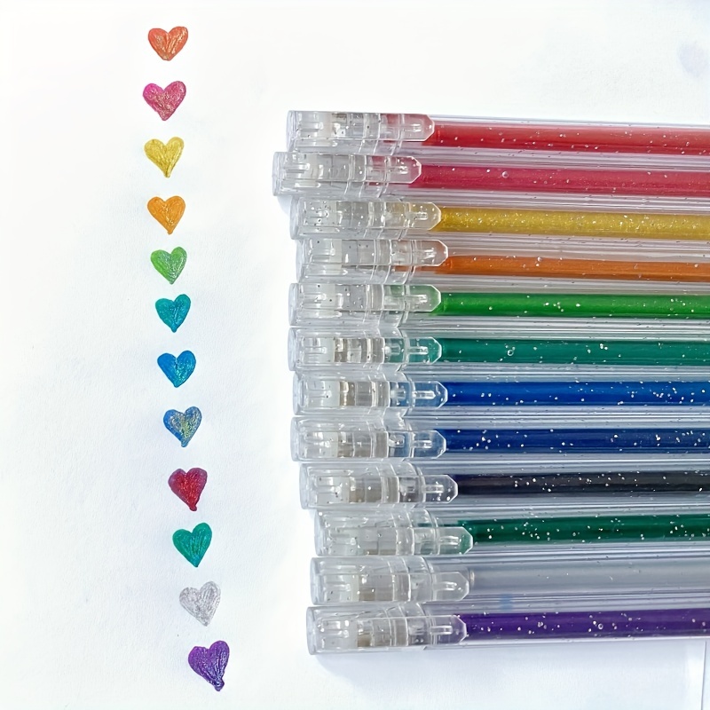12 Glitter Gel Pens Adult Book Coloring, Bible Studies, Mindfulness,  Planners, Sketching, Drawing Colored Gel Pens 