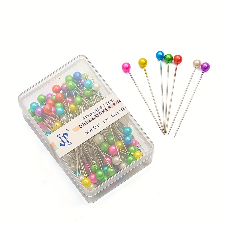 Colorful Round Pearl Head Pins Stitch Straight Positioning - Temu