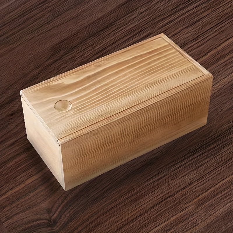 Wooden Box Storage Box With Slide Top Natural Candlenut Card - Temu