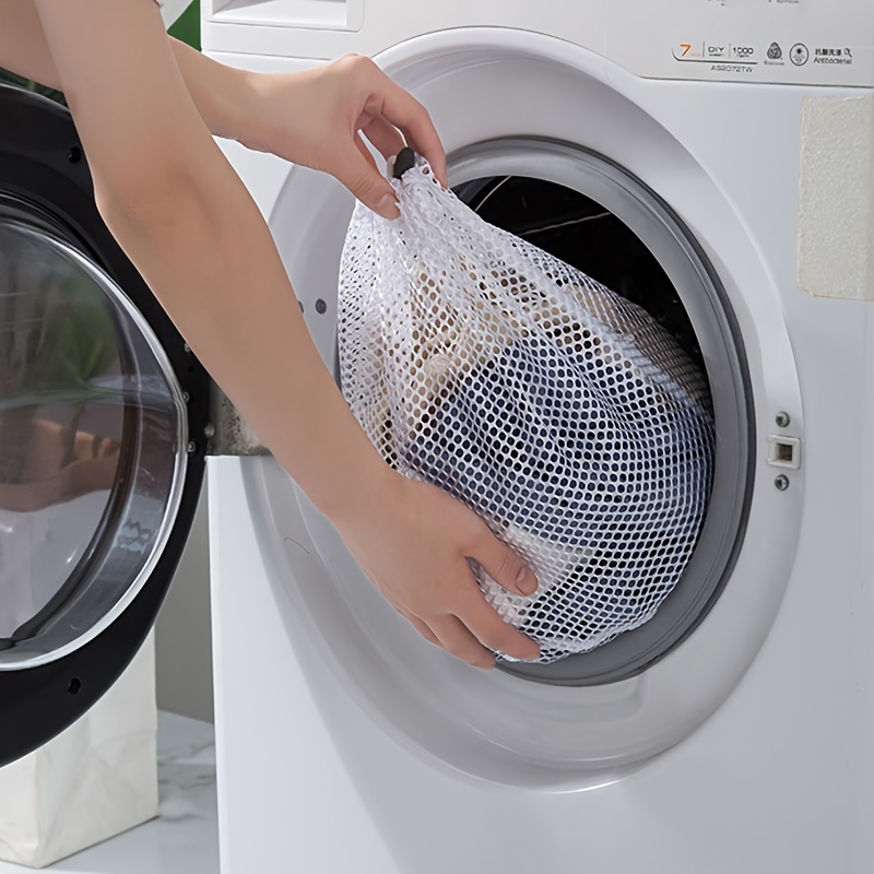 Mesh Laundry Bag Machine Washable Drawstring Design Travel - Temu