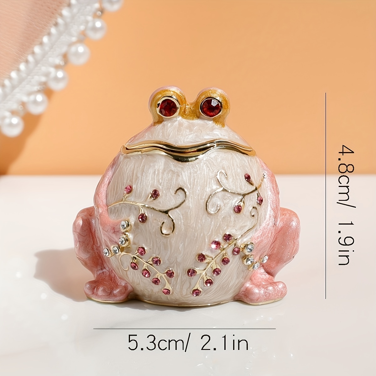Handbemalte *-Schmuckdose, Schmuckkästchen mit Scharnier Emaille, einzigartiger Mini-Schmuck-Organizer für Ringe Ohrringe, Vintage-Schmuckbehälter mit Edelsteinbesatz, Figur-Sammlerstück als Andenken