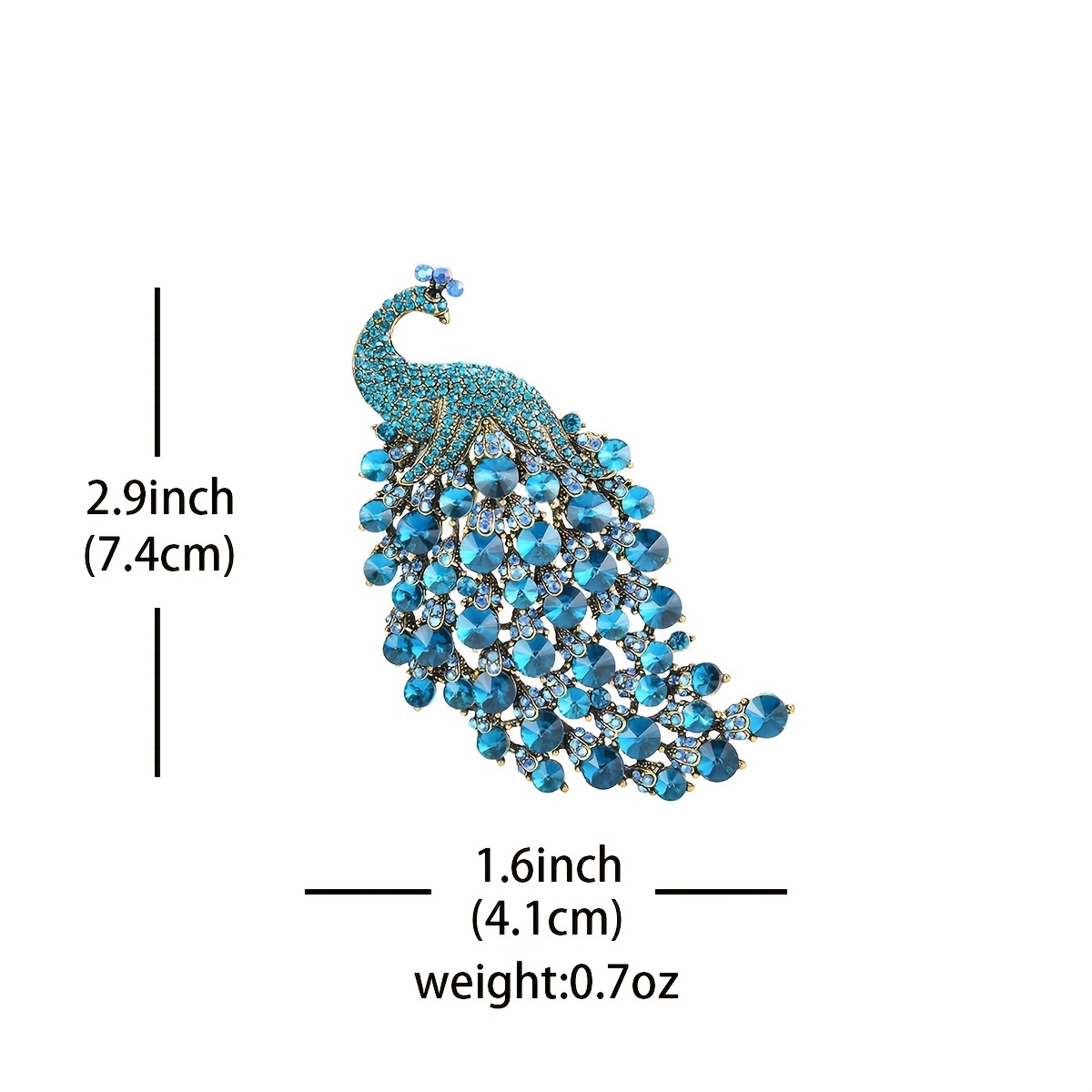 Peacock Rhinestone Brooch Pin for Women