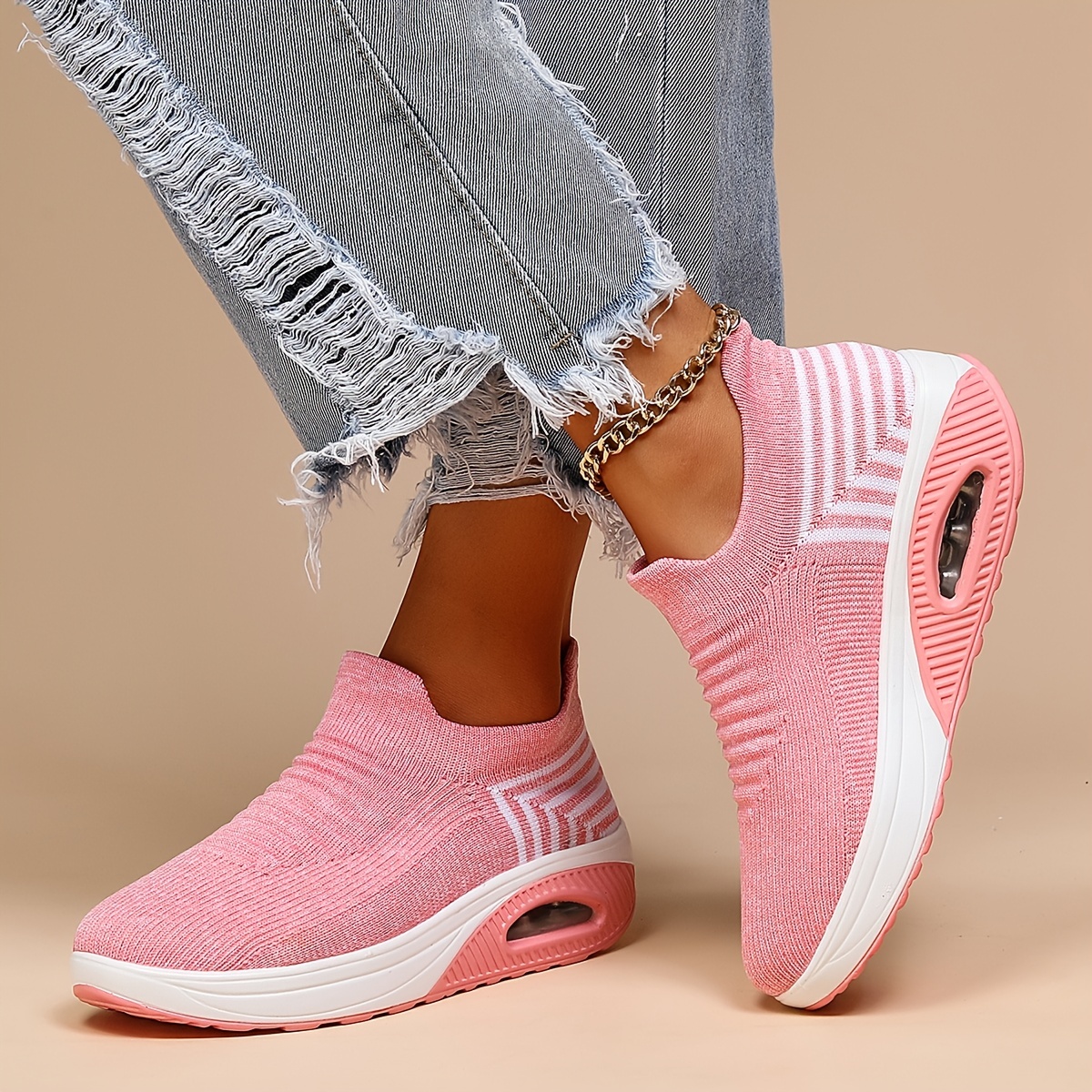 Women's Breathable Knit Sneakers Low Top Slip On Shoes