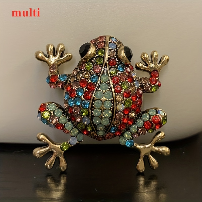 Colorful Enamel Rhinestone Frog Brooch Pin For Women And - Temu