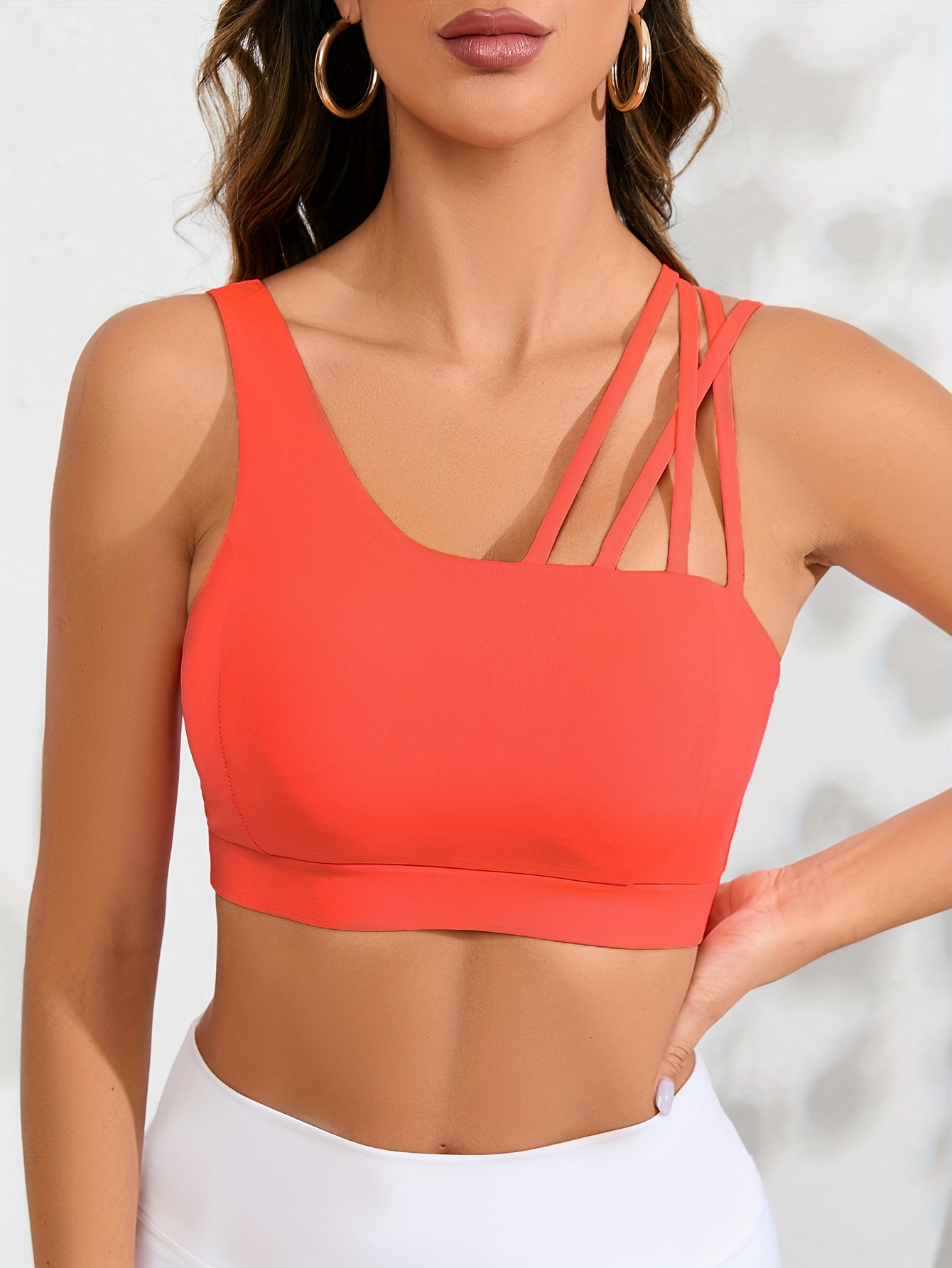One Shoulder Sports Bra - Criss Cross Thin Strap Workout Bra for Women and  Teens - Comfortable and Supportive Activewear