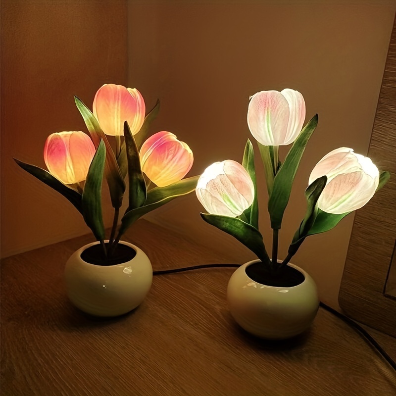 Shell Tulip Light Flower Nightlight DIY Material lampara de tulipanes  Tulips Tabletop Lamp tulipanes Birthday Gift Bedside Sleep - AliExpress