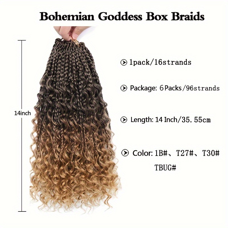 Boho Box Braid Crochet Hair 24 Inch Long Goddess Braiding 1b