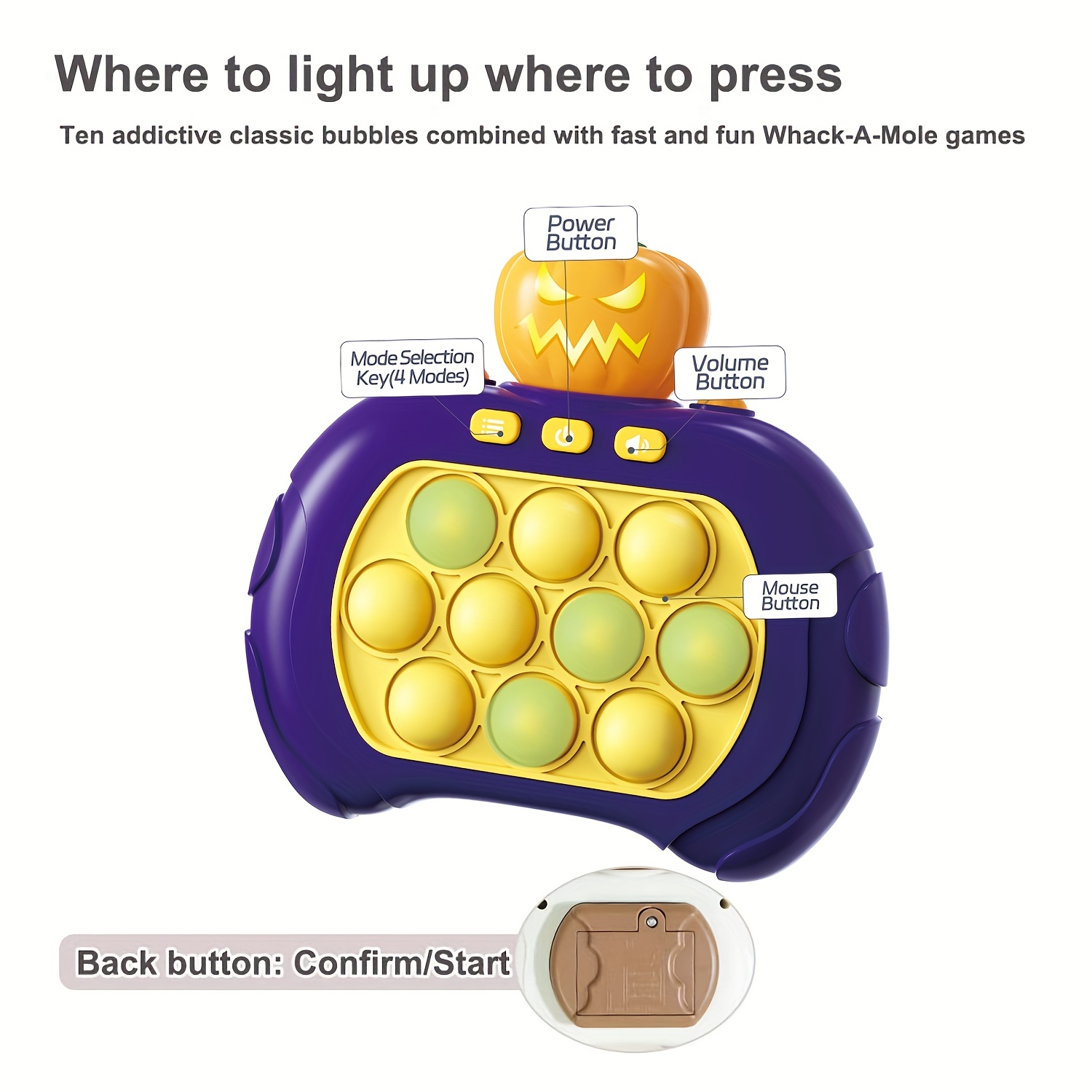 Quick Push Pop Game, Fidget Toys Console Travel Games Fast Push It,  Poplight Fidget Light up
