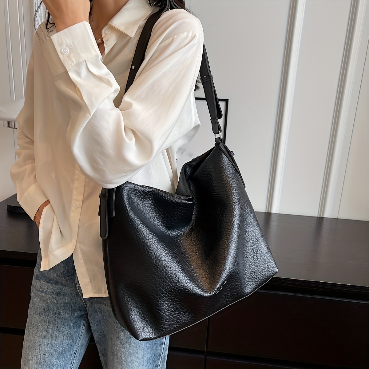 Women′ S Soft PU Leather Tote Bag Shoulder Bag - Big Capacity Hobo