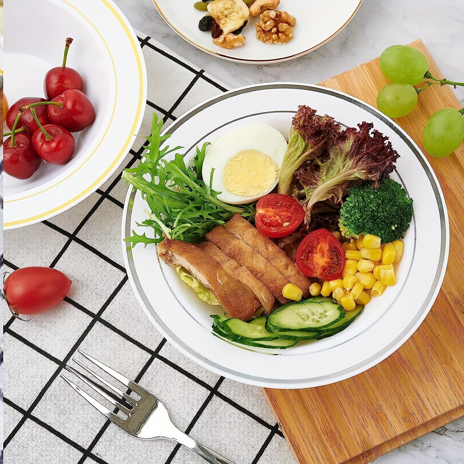 7.5 White Disposable Plastic Plates Salad Dessert 