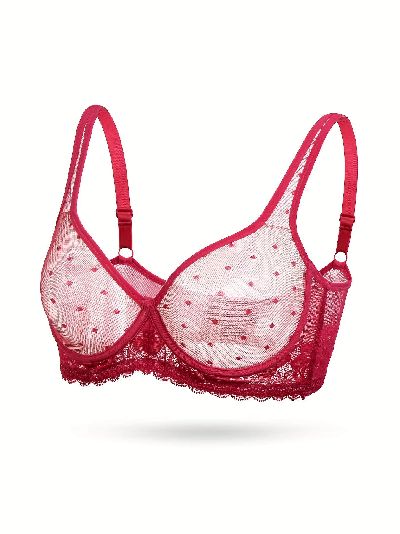 Plus Size Sexy Bra Women's Plus Dot Print See Full Coverage - Temu Canada