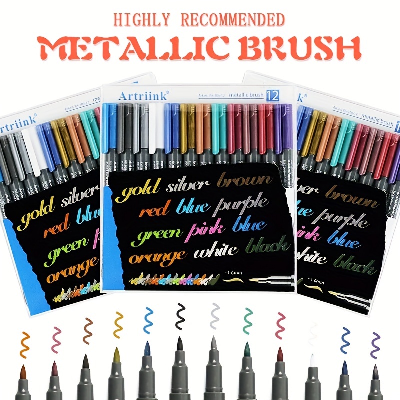 Journaling Inc Metallic Brush Marker Brush Point Purple Ink Calligraphy