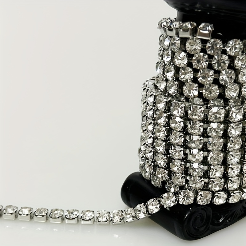 1 Yard Long 3 row rhinestone Wide Claw Rhinestone Chain Diy - Temu