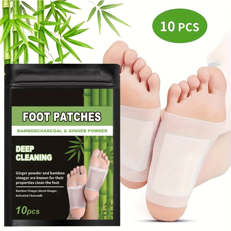 

10pcs Bamboo Charcoal & Ginger Powder Foot Patches, Deep Cleansing Foot Pads For Feet Care, Activated Charcoal Foot Pads, Natural Ingredients, Odor Eliminator