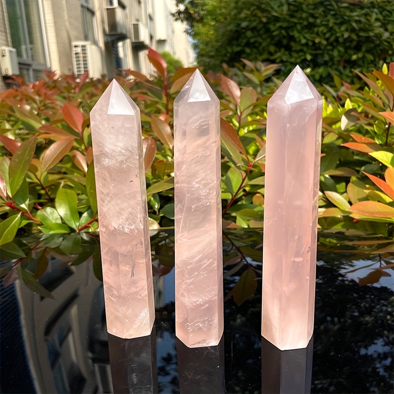 1pc Point de cristal naturel de quartz rose Pierre de guérison Pierre  pointue hexagonale carrée Baguette de guérison Bijoux - Temu France