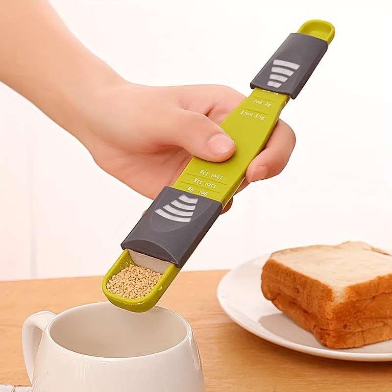 1pc Green Adjustable Kitchen Measuring Spoon
