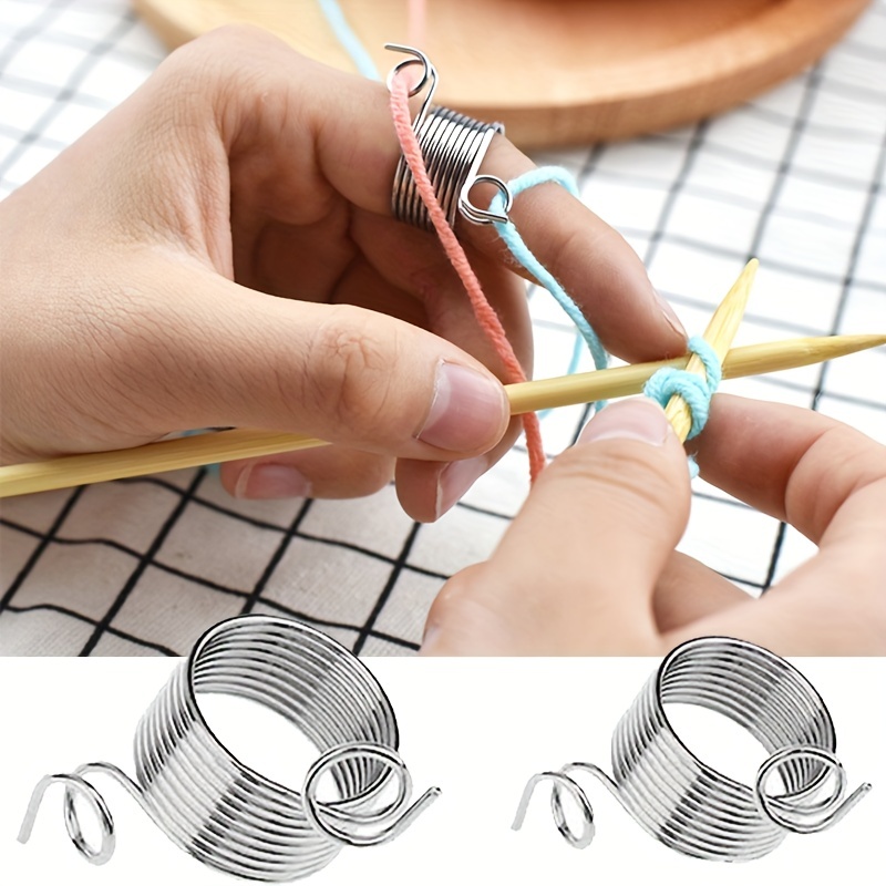 Mandala Crafts yarn ring - knitting ring for finger - yarn stranding guide  crochet tension ring stainless steel knitting thimble for crochet