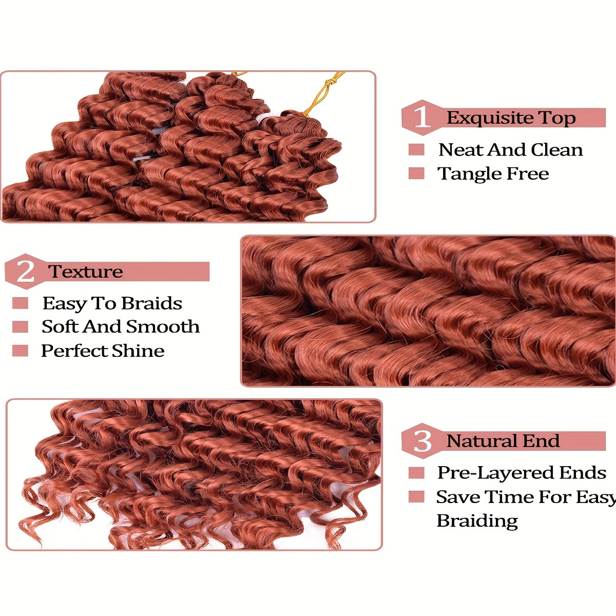 Deep Curly Crochet Hair 3 Packs 270g Synthetic Braiding Extensions