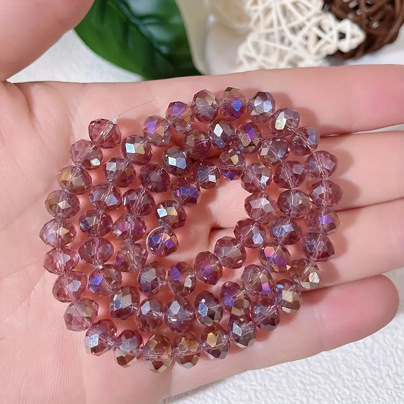 65pcs/pack 8mm Purple AB Colored Crystal Glass Flat Beads DIY Beads For  Handmade Bracelet Jewelry Production, Semifinished Jewelry Accessories  Materia