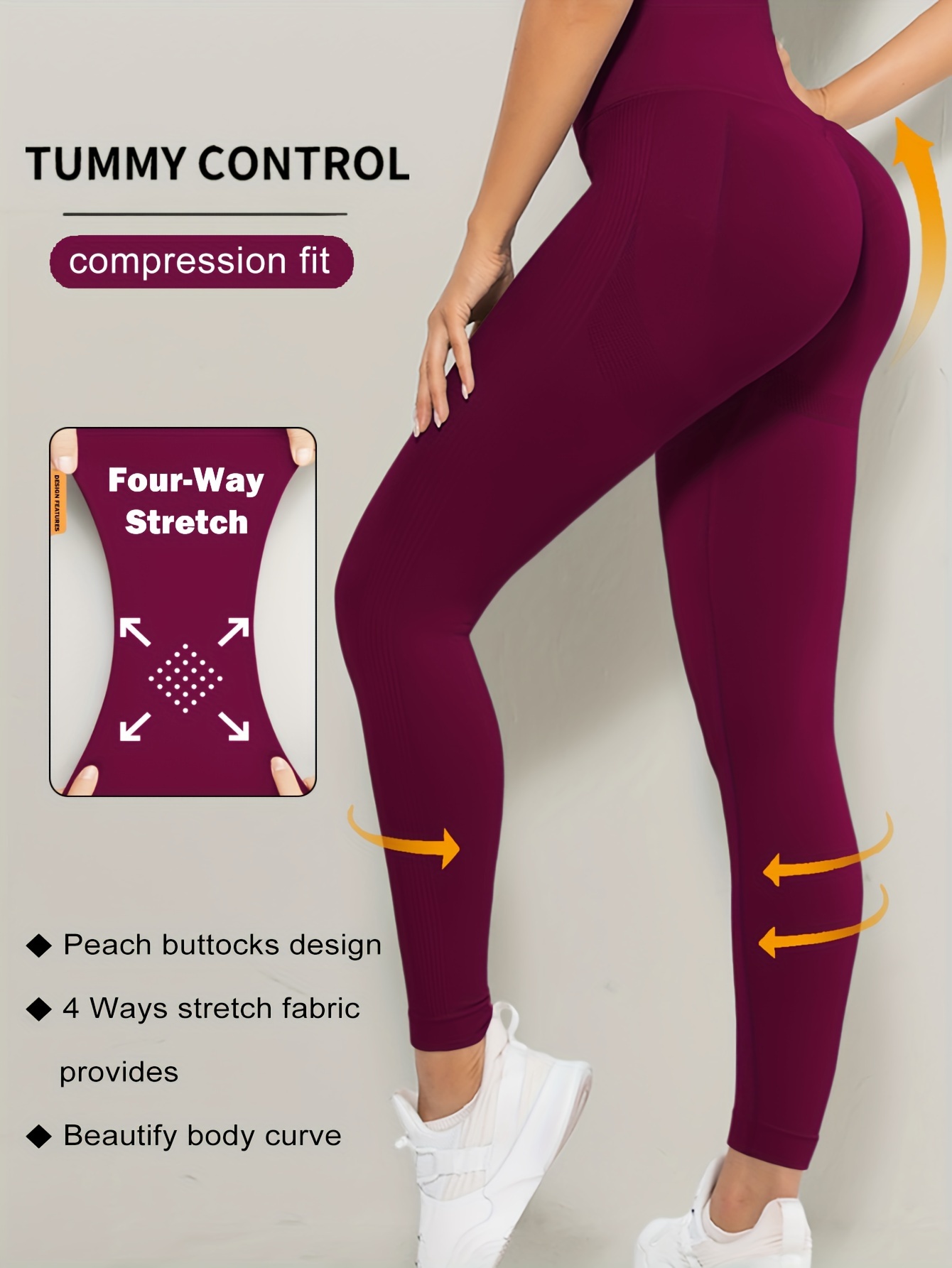 Women High Waist Yoga Pants Tummy Control Peach Lift Leggings