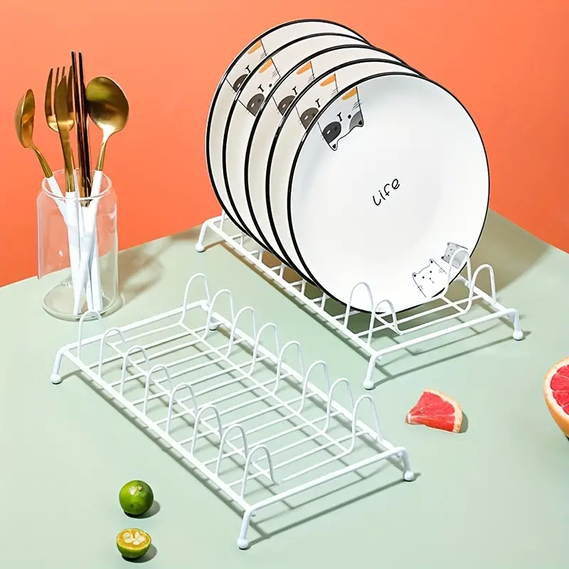 1pc Dish Rack, Single-layer Bowl Chopsticks Plate Storage Box, Built-in  Shelf For Kitchen Cabinet, Household Draining Rack, Divided Flatware  Organizer