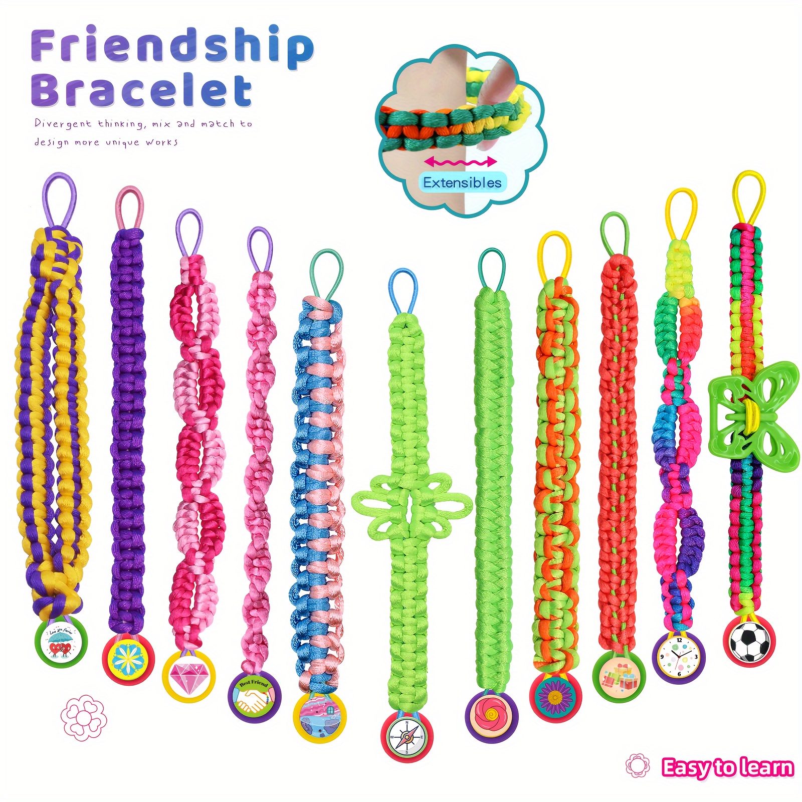 Friendship Bracelet Making Kit Toys, Ages 6 7 8 9 10 11 12 Year Old Girls  Gifts Ideas, Birthday Present for Teen Girl, Arts and Crafts String Maker  Tool, Bracelet DIY, Kids Travel Activity Set : : Toys