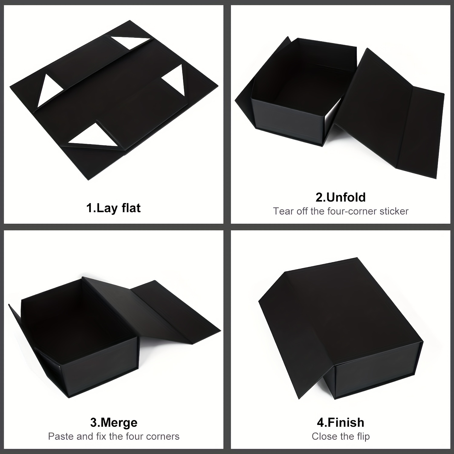 Caja Regalo Negra Caja Regalo Tapa Magnética Elegante Fácil - Temu