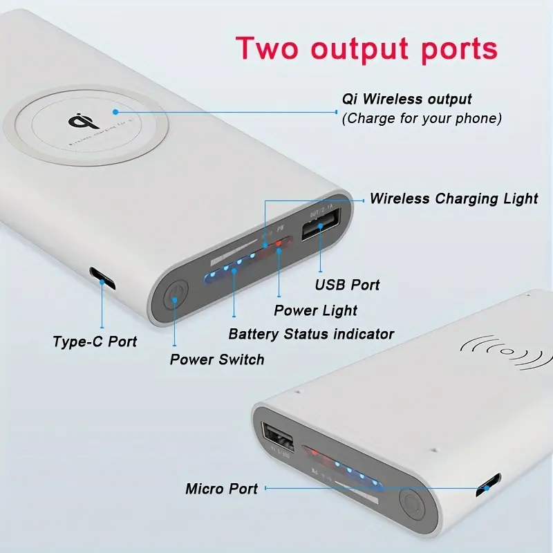 Portable Power Bank Fast Charge Battery Power Bank Wireless - Temu