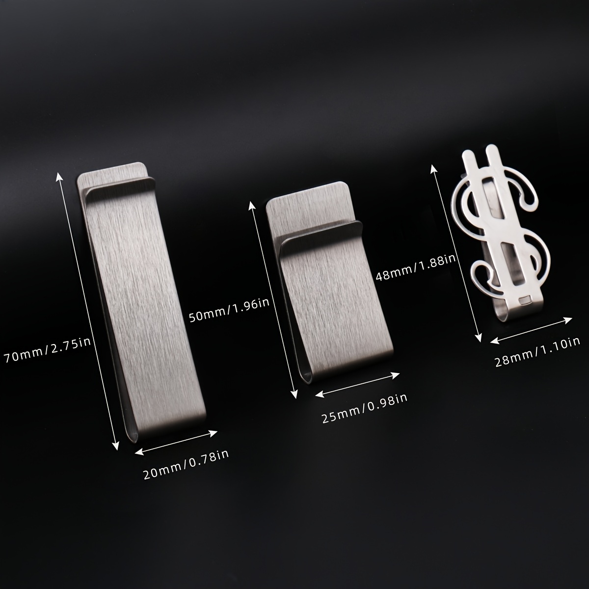  Black Money Clip Cash Clips Stainless Steel Minimalist