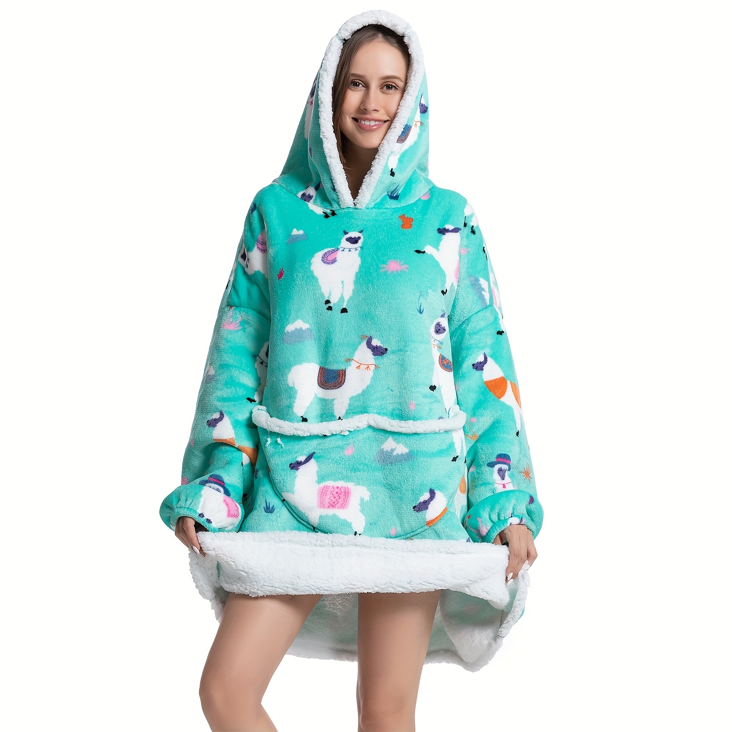 Sherpa Hood Wearable Blanket for Adult Women and Men, Super Soft
